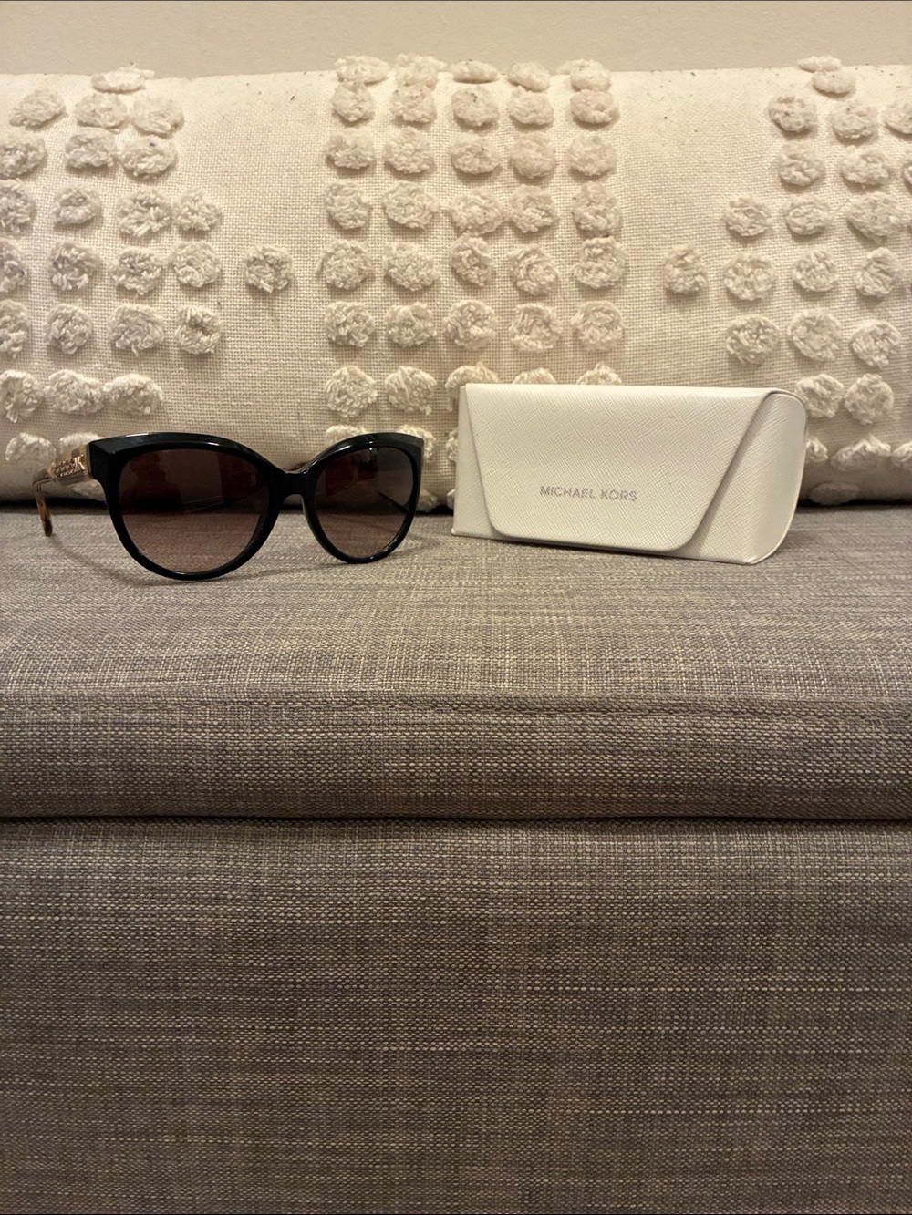 Michael Kors Women’s Black Cat-Eye Sunglasses with Brown Gradient Lenses